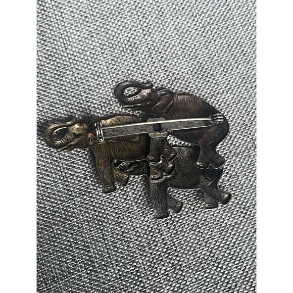 Elegant Elephant Brooch Set - Silver, Gold, Brown - Picture 4 of 4